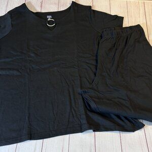 Only Necessities women's plus size 4X black 2 pc knit set Woman Within